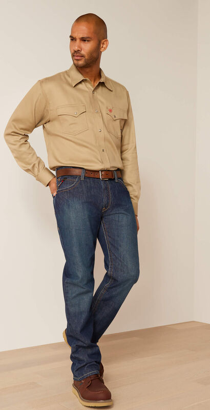 FR Solid Classic Fit Snap Work Shirt Full